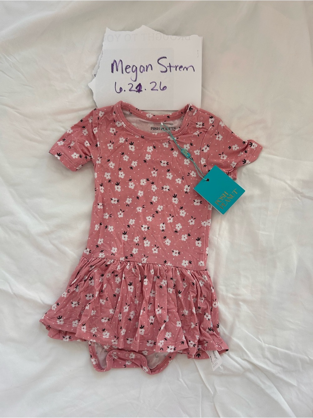 Posh Peanut Pink Floral Emmeline Ruffle Bodysuit Dress NWT 18-24 months
